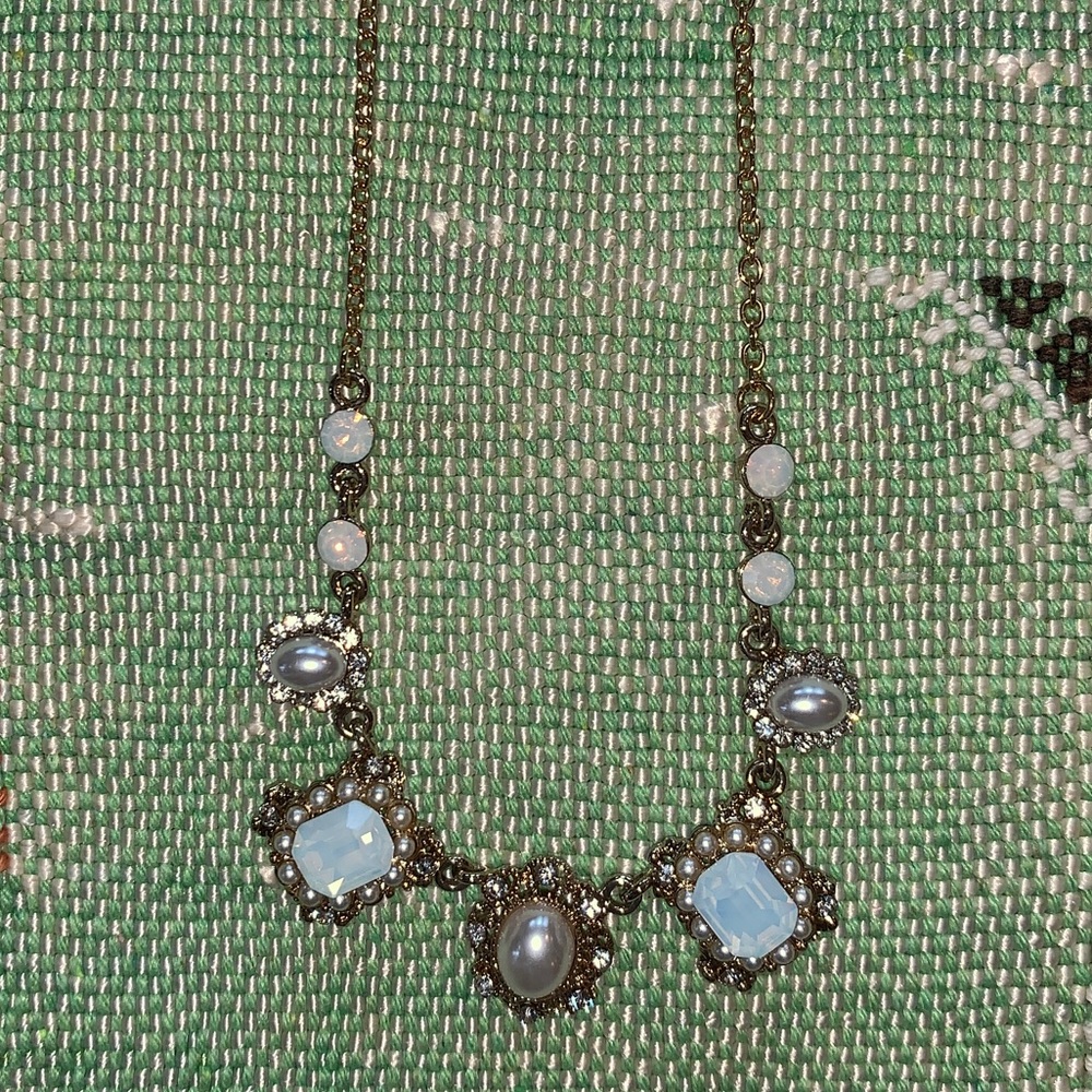 Crystal and pearl statement necklace